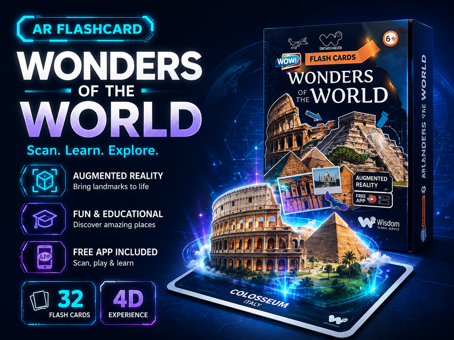 AR Wonders of the World 4D Flash Cards - Set of 26
