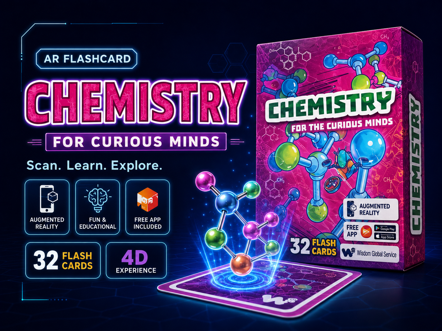 Chemistry for Young Minds 4D Flash Cards - Set of 32